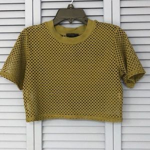 Olive Green Fish Net Crop Top